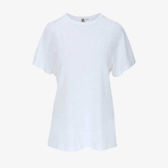 Toteme Curved Seam Linen Tee White Women's size XS Minimalist Old Money Preppy - Picture 4 of 8